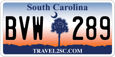 SC license plate BVW289
