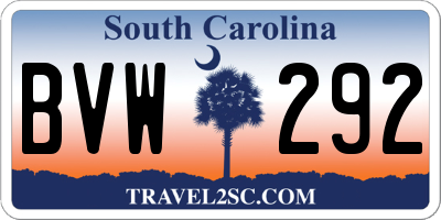 SC license plate BVW292