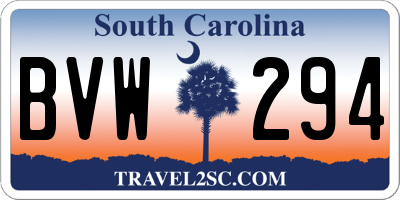 SC license plate BVW294