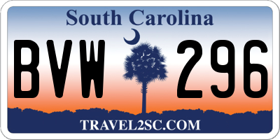 SC license plate BVW296