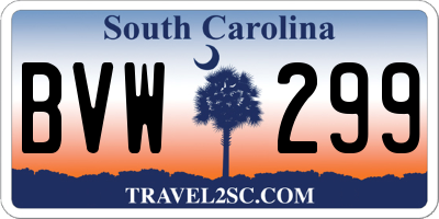 SC license plate BVW299