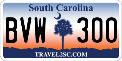 SC license plate BVW300