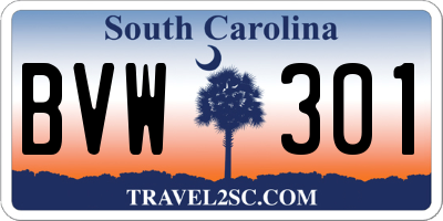 SC license plate BVW301