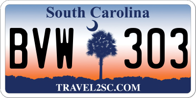 SC license plate BVW303