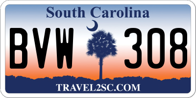SC license plate BVW308