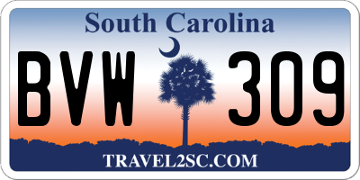 SC license plate BVW309