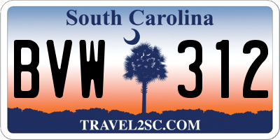 SC license plate BVW312