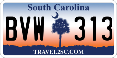 SC license plate BVW313