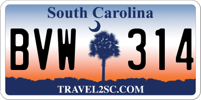SC license plate BVW314