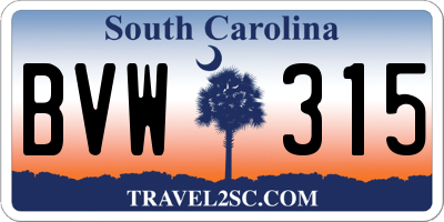 SC license plate BVW315
