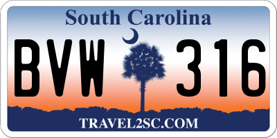 SC license plate BVW316