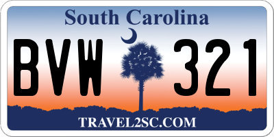 SC license plate BVW321