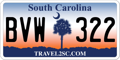 SC license plate BVW322