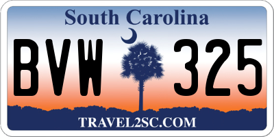 SC license plate BVW325