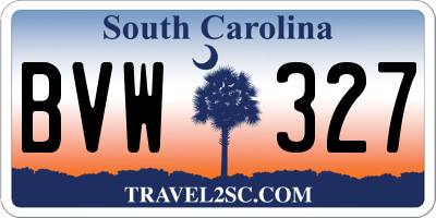 SC license plate BVW327