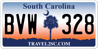 SC license plate BVW328