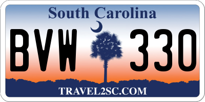 SC license plate BVW330