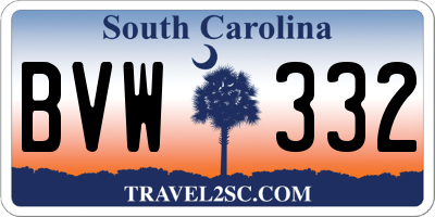 SC license plate BVW332