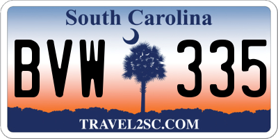 SC license plate BVW335