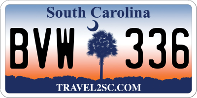 SC license plate BVW336