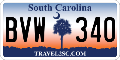 SC license plate BVW340