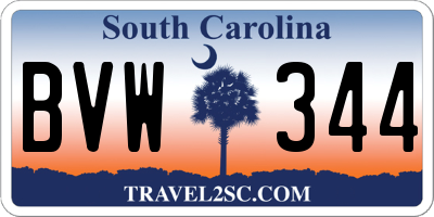 SC license plate BVW344