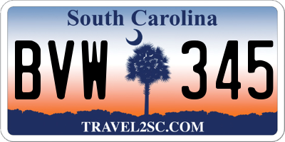 SC license plate BVW345