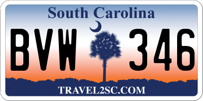 SC license plate BVW346