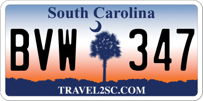 SC license plate BVW347