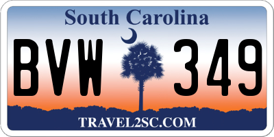 SC license plate BVW349