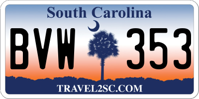 SC license plate BVW353