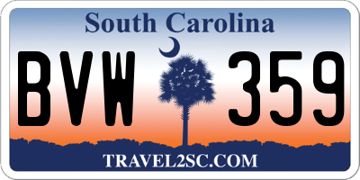 SC license plate BVW359