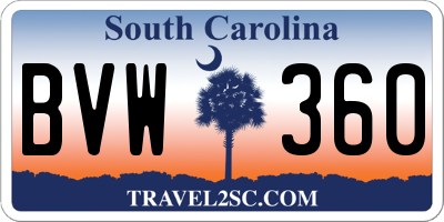 SC license plate BVW360