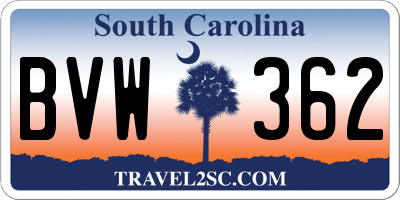 SC license plate BVW362