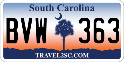 SC license plate BVW363