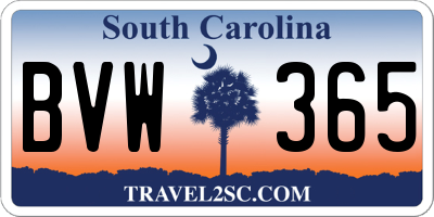 SC license plate BVW365