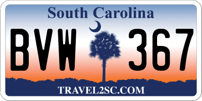 SC license plate BVW367