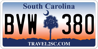 SC license plate BVW380