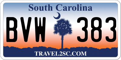 SC license plate BVW383