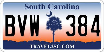 SC license plate BVW384