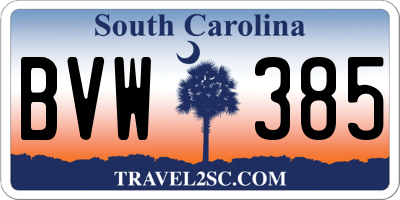 SC license plate BVW385