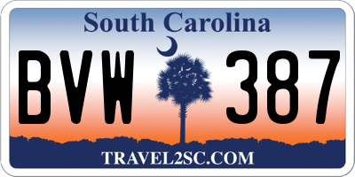 SC license plate BVW387