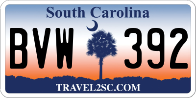 SC license plate BVW392