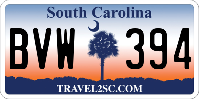 SC license plate BVW394