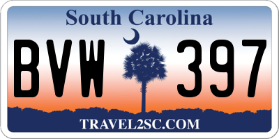 SC license plate BVW397