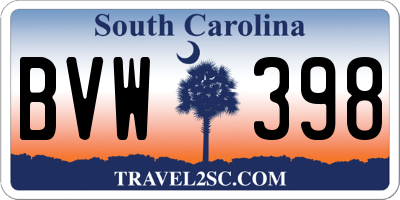 SC license plate BVW398