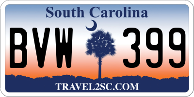 SC license plate BVW399