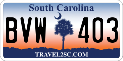 SC license plate BVW403