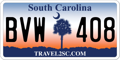 SC license plate BVW408