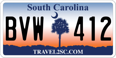 SC license plate BVW412